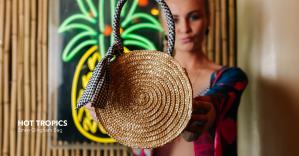Straw Gingham Bag