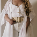 Cream Raffia Elastic Belt
