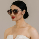Silver Hexagon Sunglasses and Ivory Case