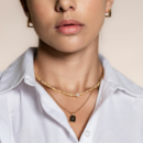 Gold Beaded and Pendant Necklace Set
